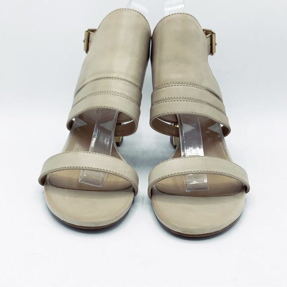 Adrienne Vittadini Pilly Cream‎ Leather Block Heel Sandals 9 - Picture 4 of 12